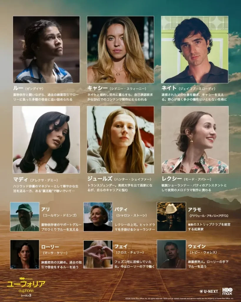 『ユーフォリア／EUPHORIA』シーズン３｜キャラクター紹介図